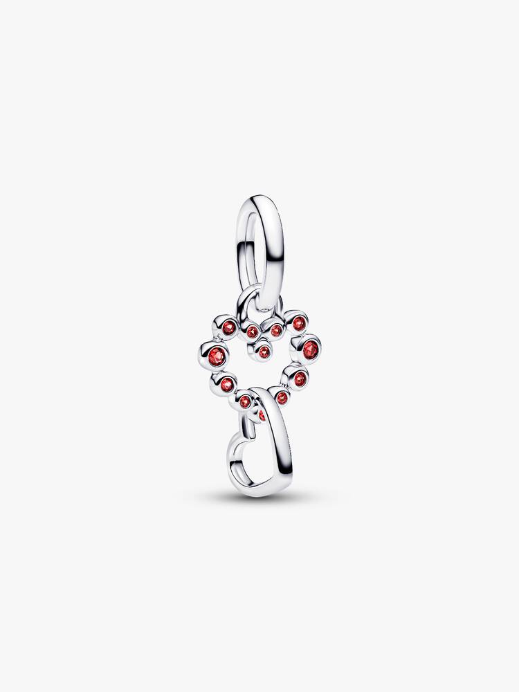 Pandora Connected Hearts &amp; Red Stones Dangle Charm