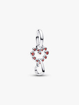 Pandora Connected Hearts & Red Stones Dangle Charm