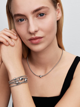 Pandora Moments Heart Clasp Snake Chain Bracelet, Platinum Plated