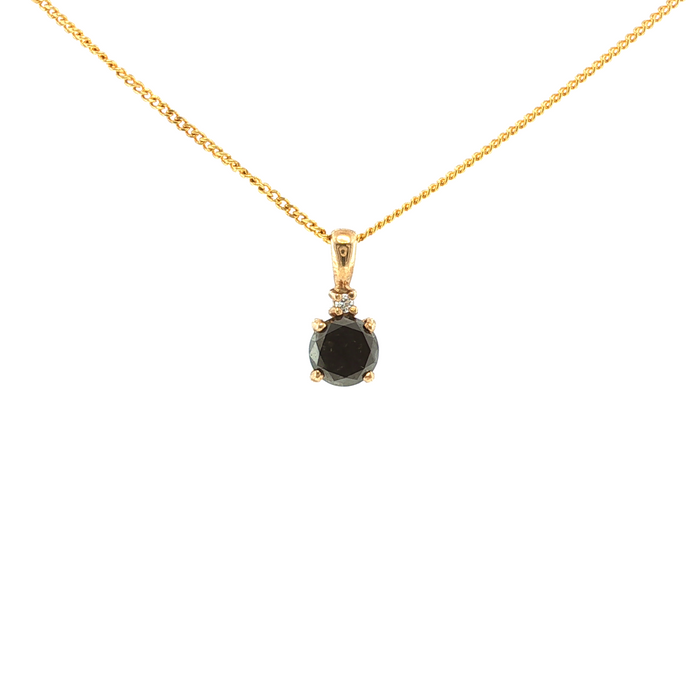 Black Diamond Pendant in Yellow Gold