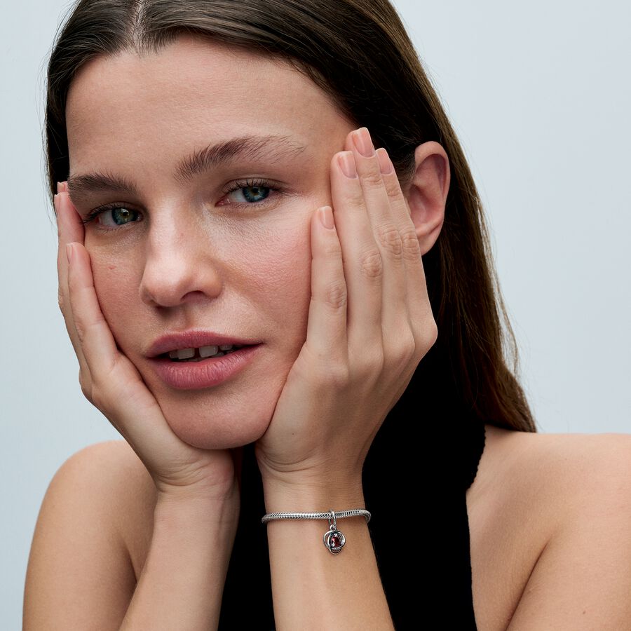 January Crystal Birthstone Eternity Circle Dangle Charm