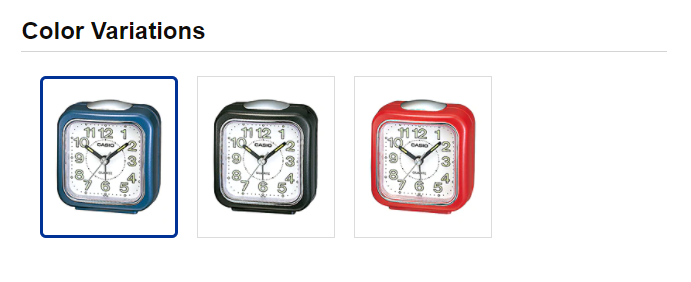 Casio Blue Alarm Clock with White Dial and Built in Microlight. Model: TQ142-2