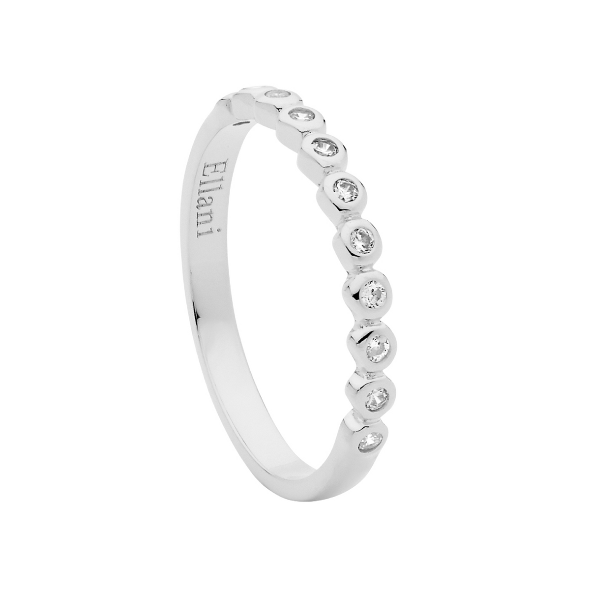 Ellani SS WH CZ Bezel Set Ring