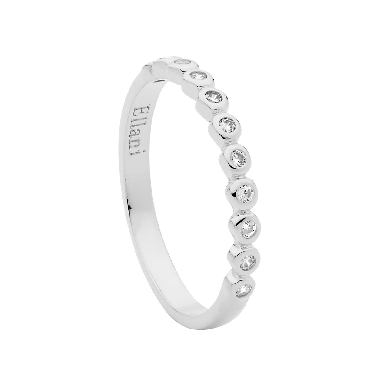 Ellani SS WH CZ Bezel Set Ring