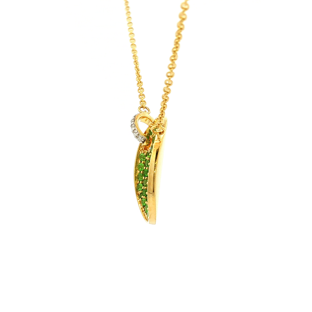Tsavorite Garnet and Diamond Necklace in Yellow Gold