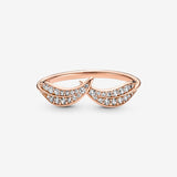 Pandora Rose Leaves Wishbone Ring w Clear CZ