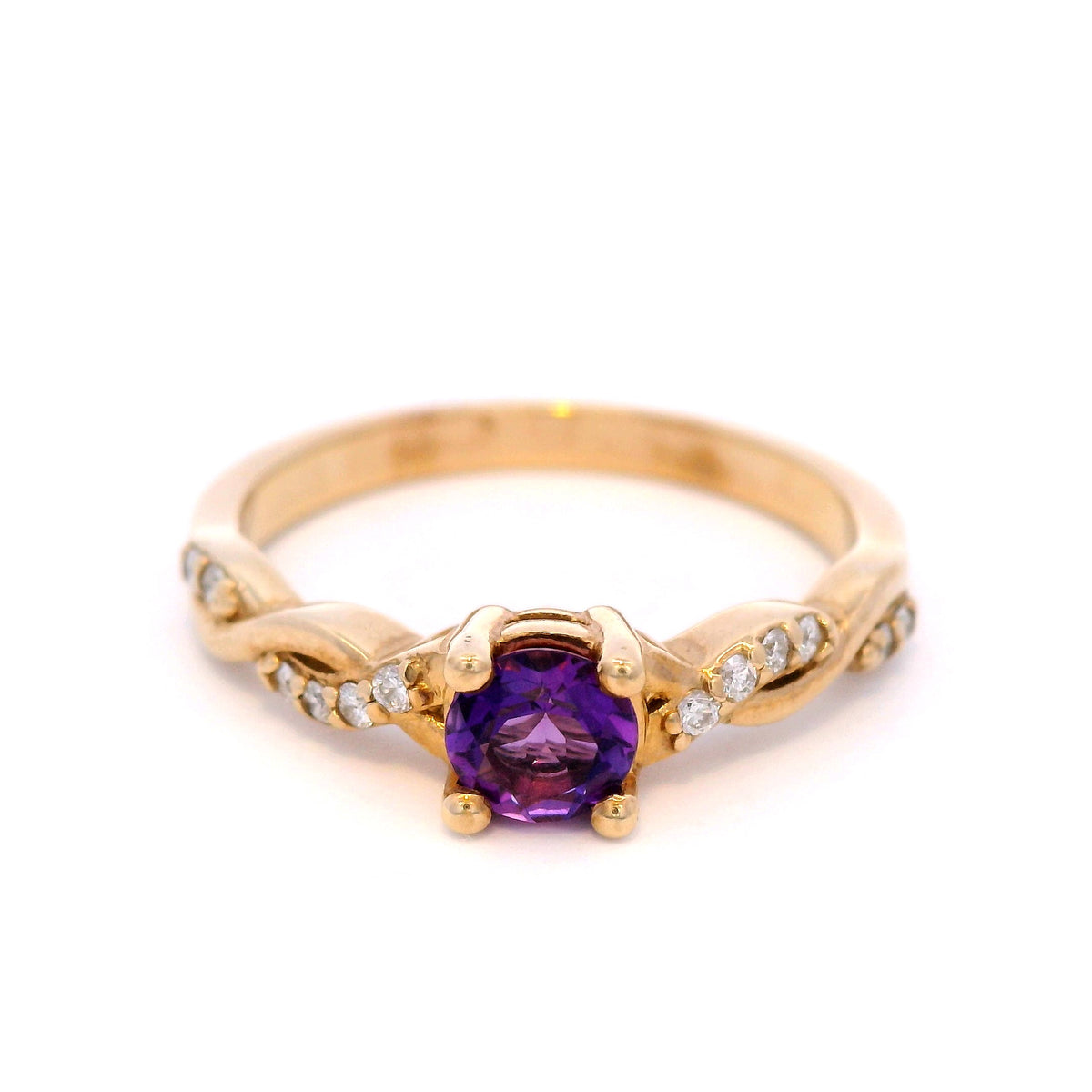 9 Carat Yellow Gold Amethyst and Diamond Dress Ring
