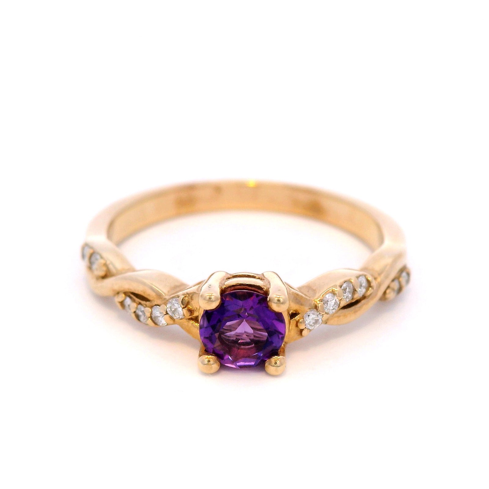 9 Carat Yellow Gold Amethyst and Diamond Dress Ring