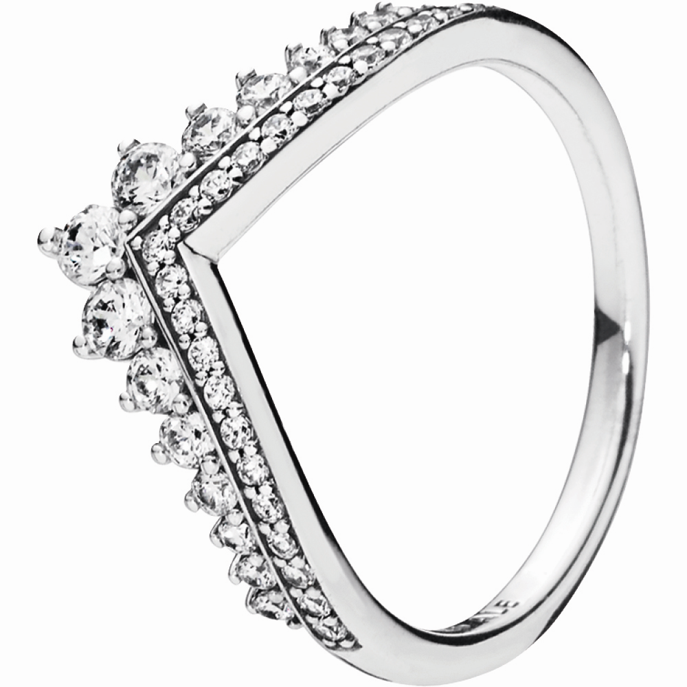 Tiara wishbone 14k gold-plated ring with clear cubic zirconia