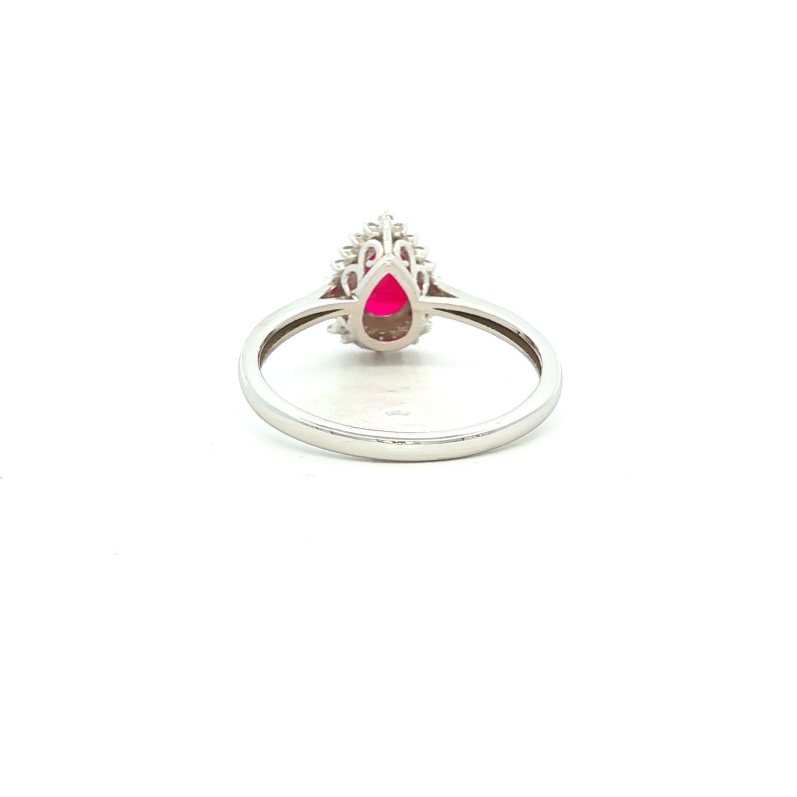Pear Ruby Ring with Diamonds in White Gold