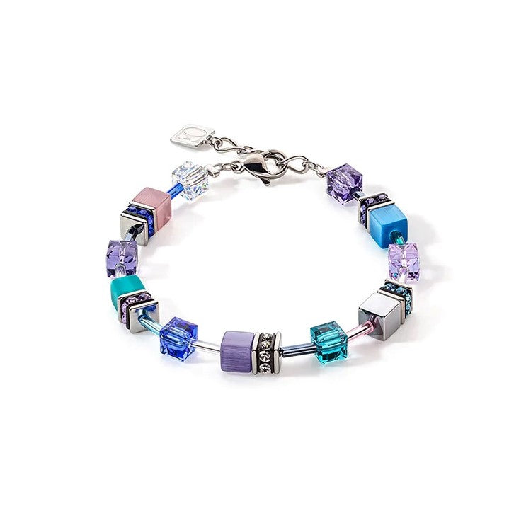 Coeur De Lion Geo Cube Turquoise, Bright Blue and Lilac Bracelet