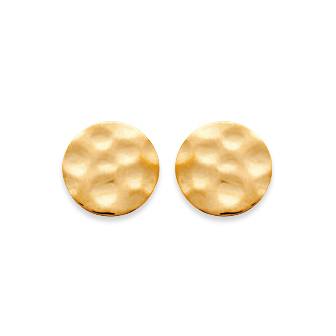 Round Disc Hammered Stud Earrings