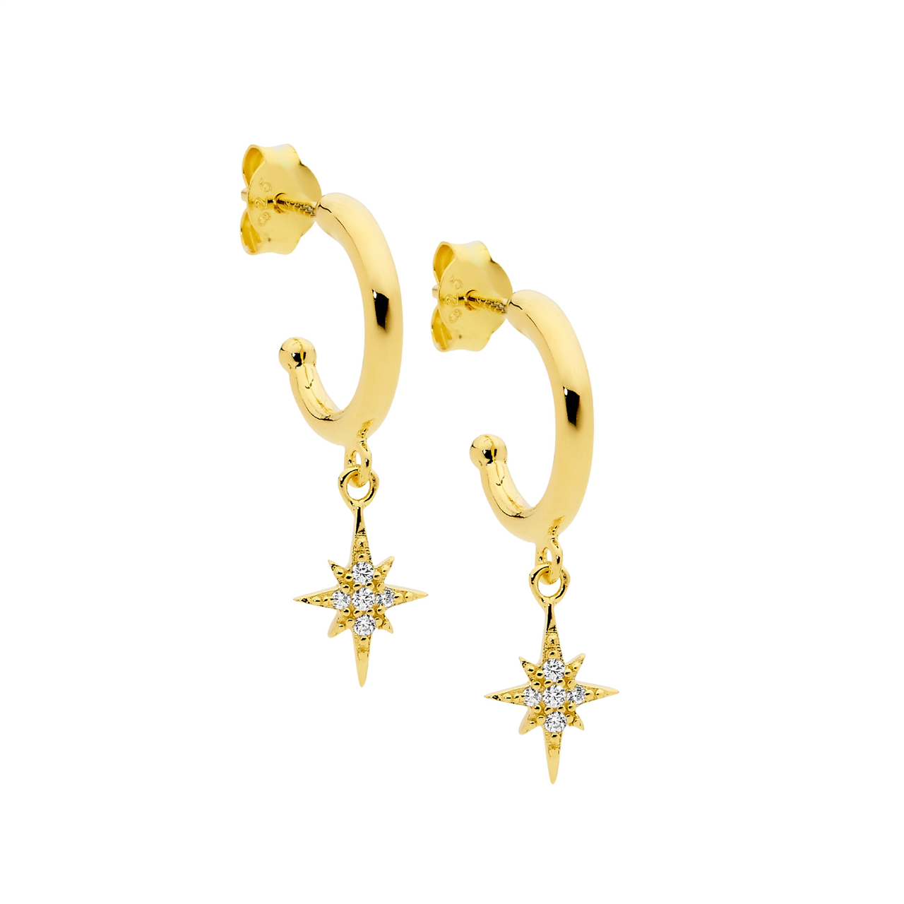 Ellani Rose Gold Plated 13mm Star Drop Earrings