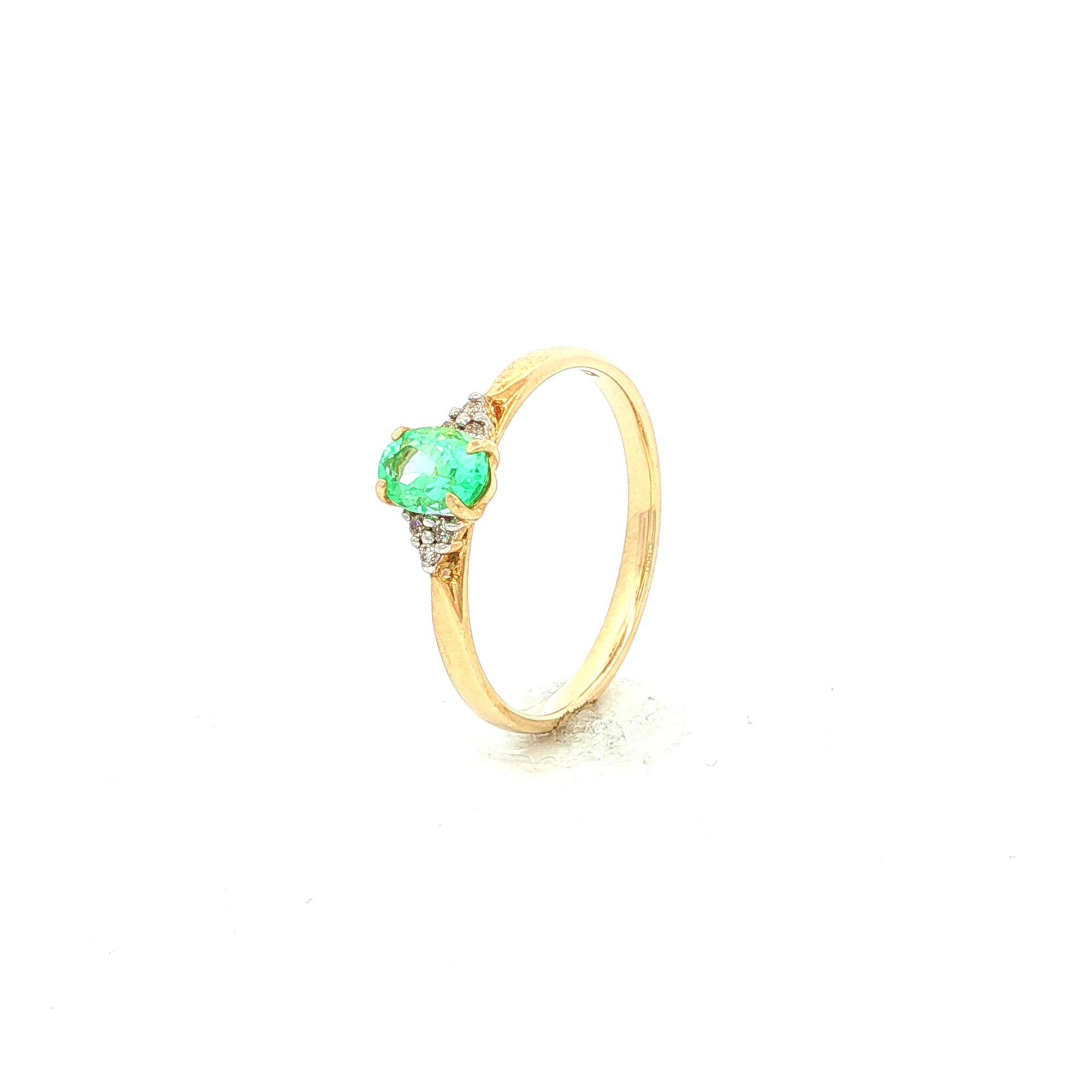 Emerald And Diamond Dress Ring in Yellow Gold