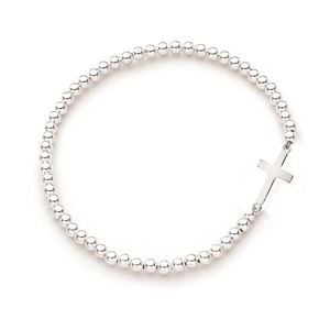 Ball Bracelet with Cross Symbol in Sterling Silver