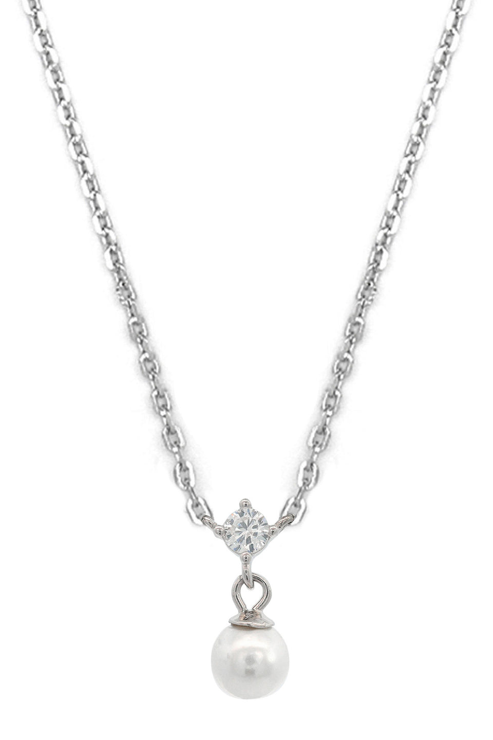 Georgini Adagio Touch Of Sparkle Pearl Necklace Silver