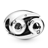 Cancer Zodiac Silver Charm w CZ