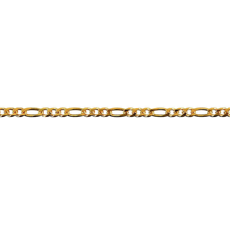 Bevelled Diamond Cut 3.1 Figaro Link Anklet in 9ct Rose Gold