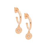 SS 13mm hoop earrings, wh cz star disk