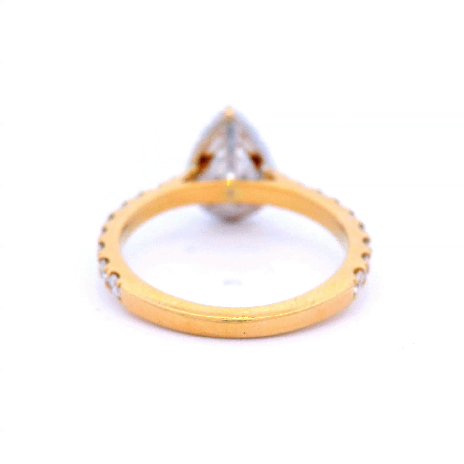 Halo Set Pear Engagement Ring Set in Yellow Gold