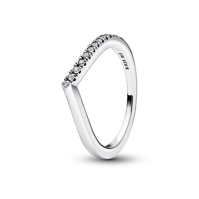 Pandora Wishbone Sterling Silver Ring with Clear Cubic Zirconia