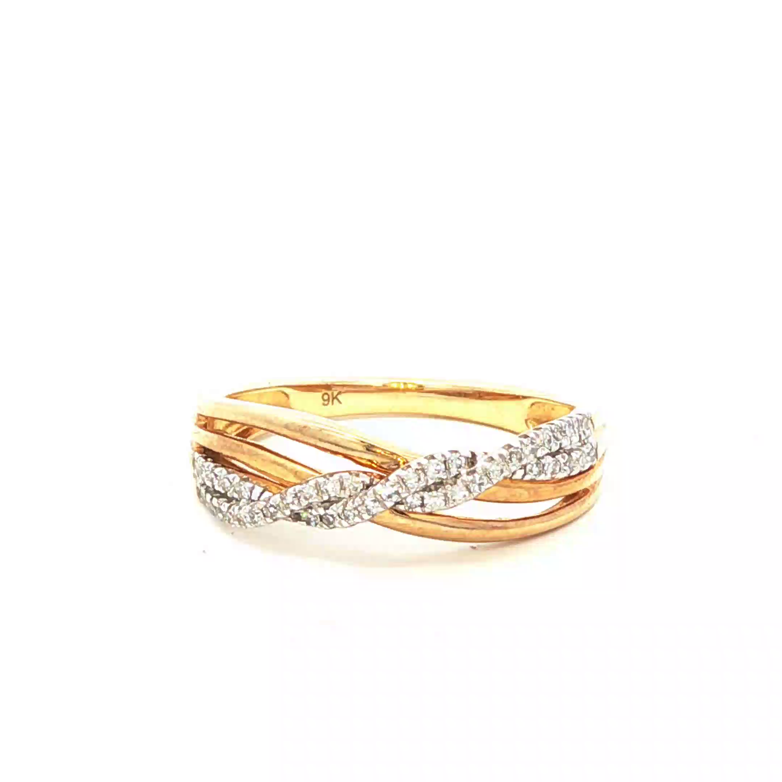 Yellow Gold Band Ring with Brilliant Cut Diamonds