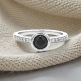 Black Diamond Ring in 18 Carat White Gold