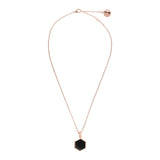 Bronzallure Alba Small Hexagon Pendant Necklace Black Onyx