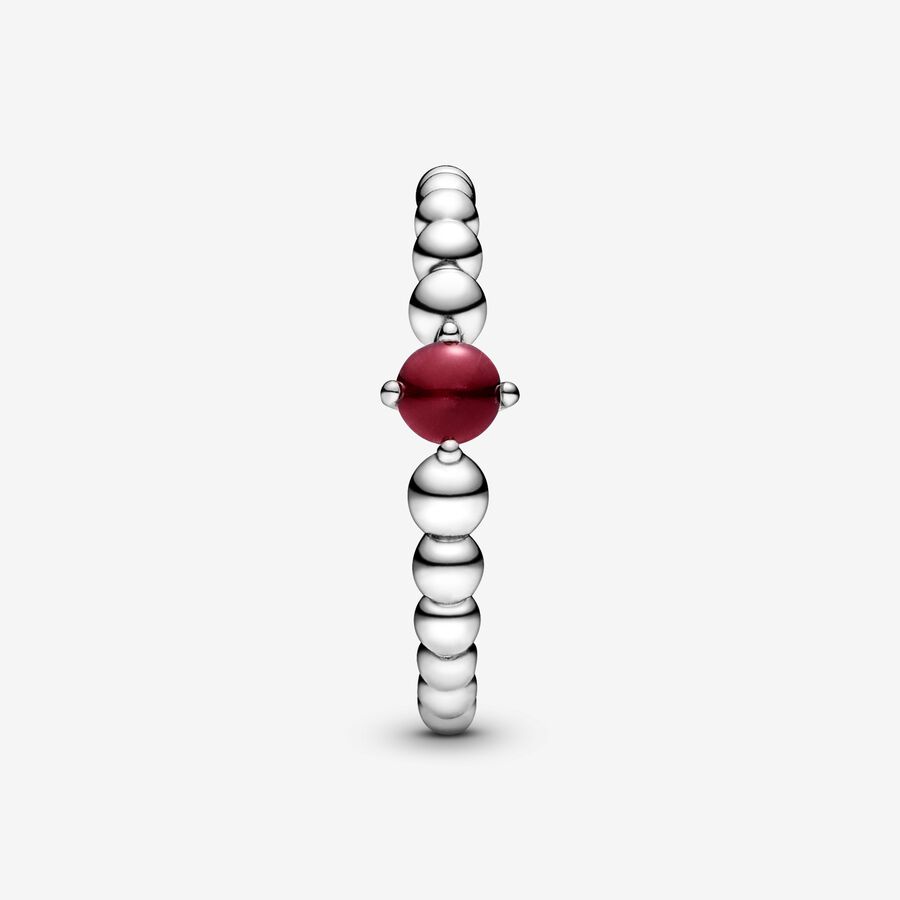 Sterling silver ring with treated dark red topaz - 52