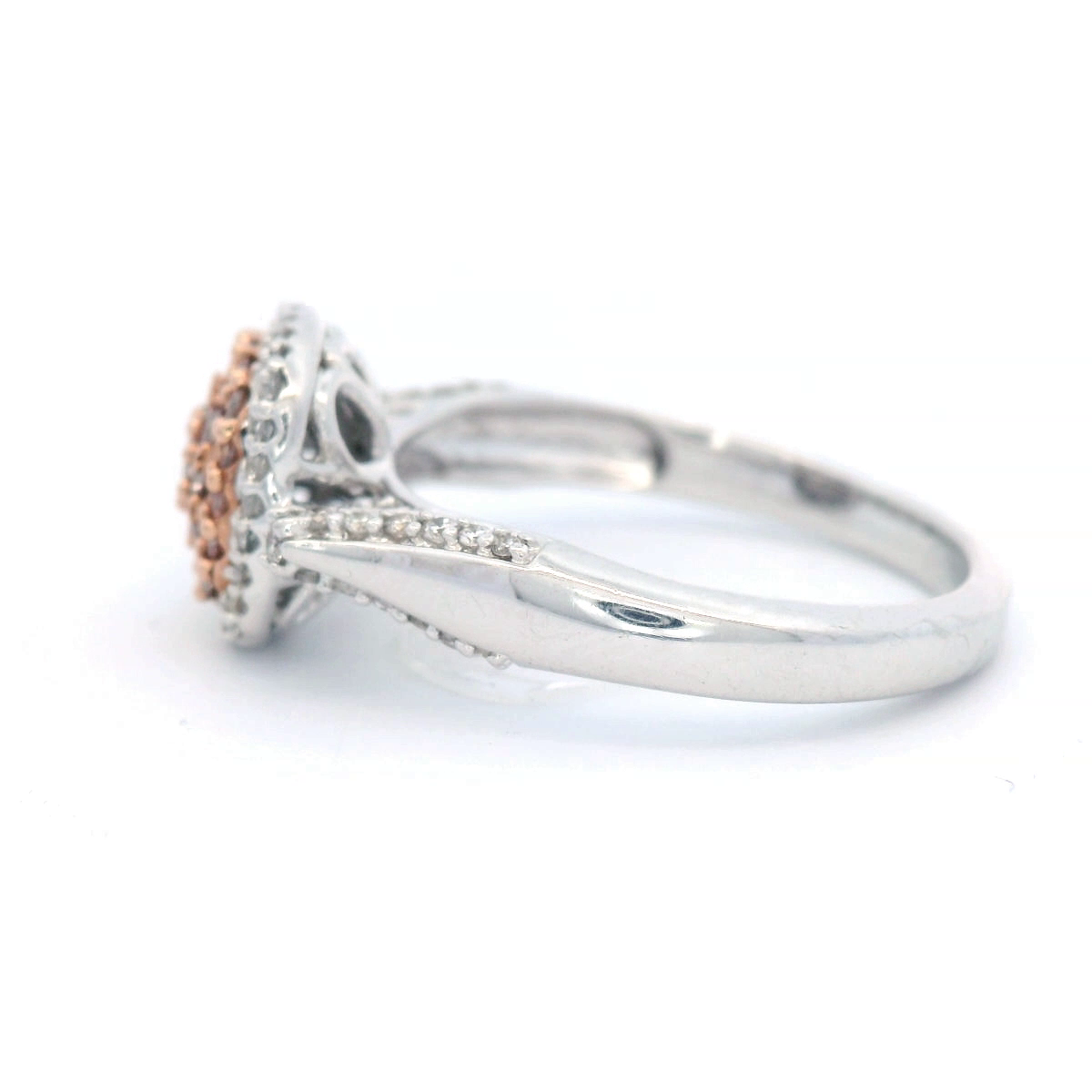 Natural Pink and White Diamond Set in White Gold Dress Ring