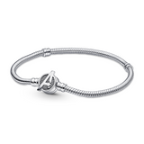 Snake chain sterling silver bracelet with Marvel The Avengers logo clasp