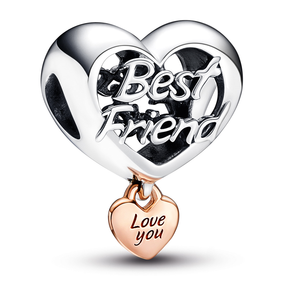 Best friend sterling silver and 14k rose gold-plated charm