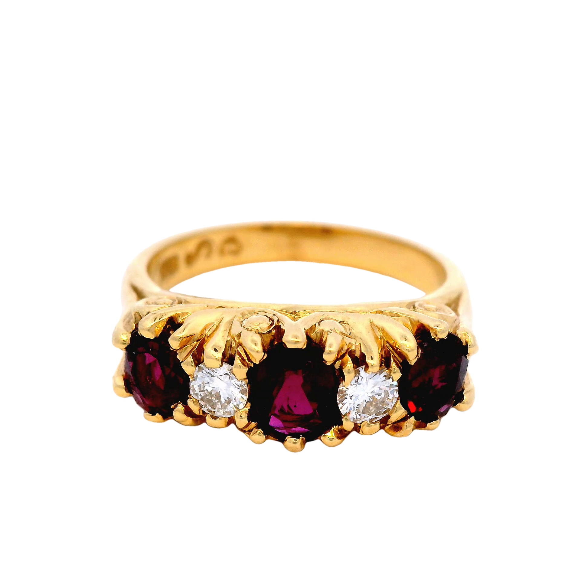 Diamond and Ruby Dress Ring in Yellow Gold