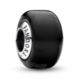Sterling silver charm with black Murano glass