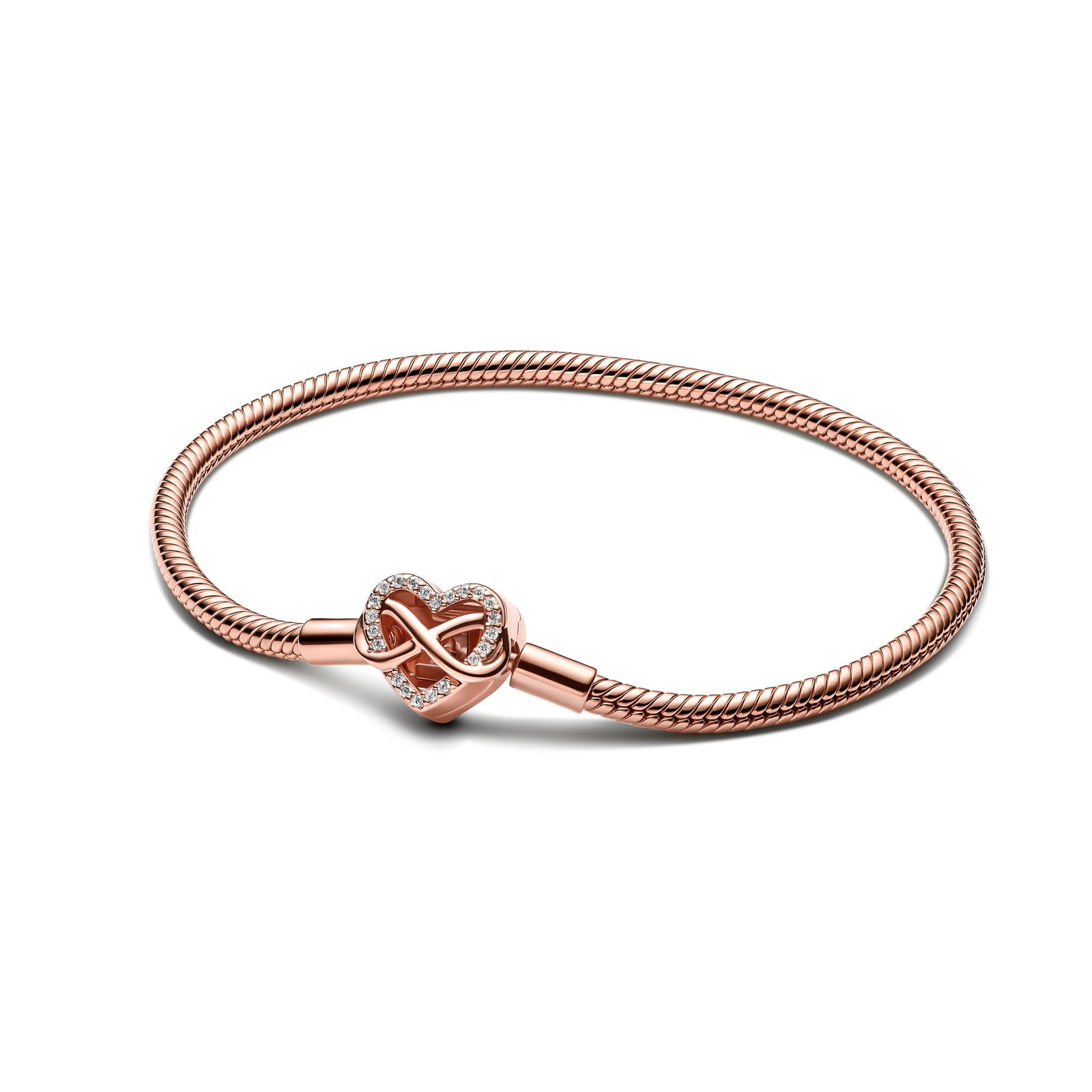 Pandora Sparkling Infinity Heart Clasp Snake Chain Bracelet
