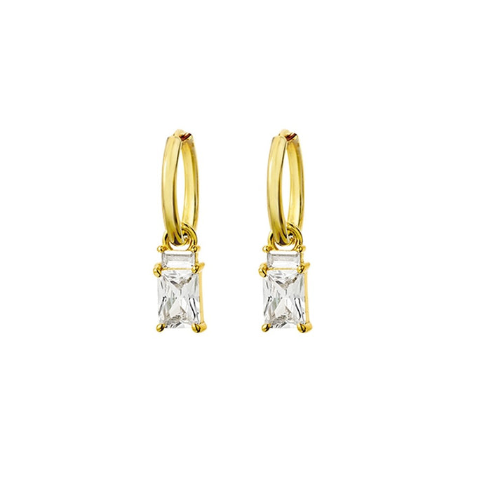 Huggie with Baguette CZ Drop Charm