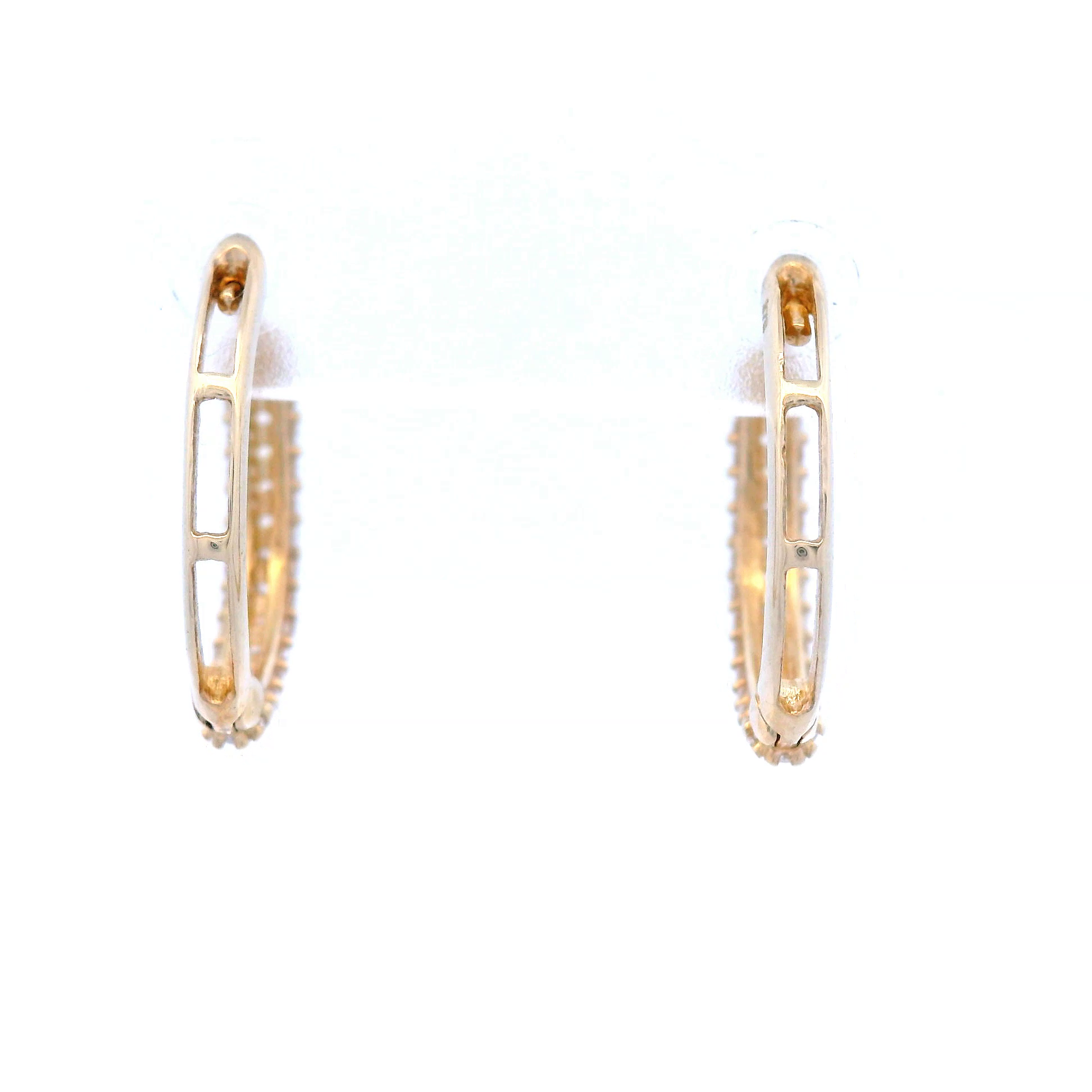 U-Shaped Cubic Zirconia Set Hoops in Yellow Gold