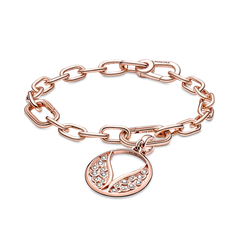Pandora Me 14K Rose Gold Plated Small link Chain with Burning wings Medallion Gift Set