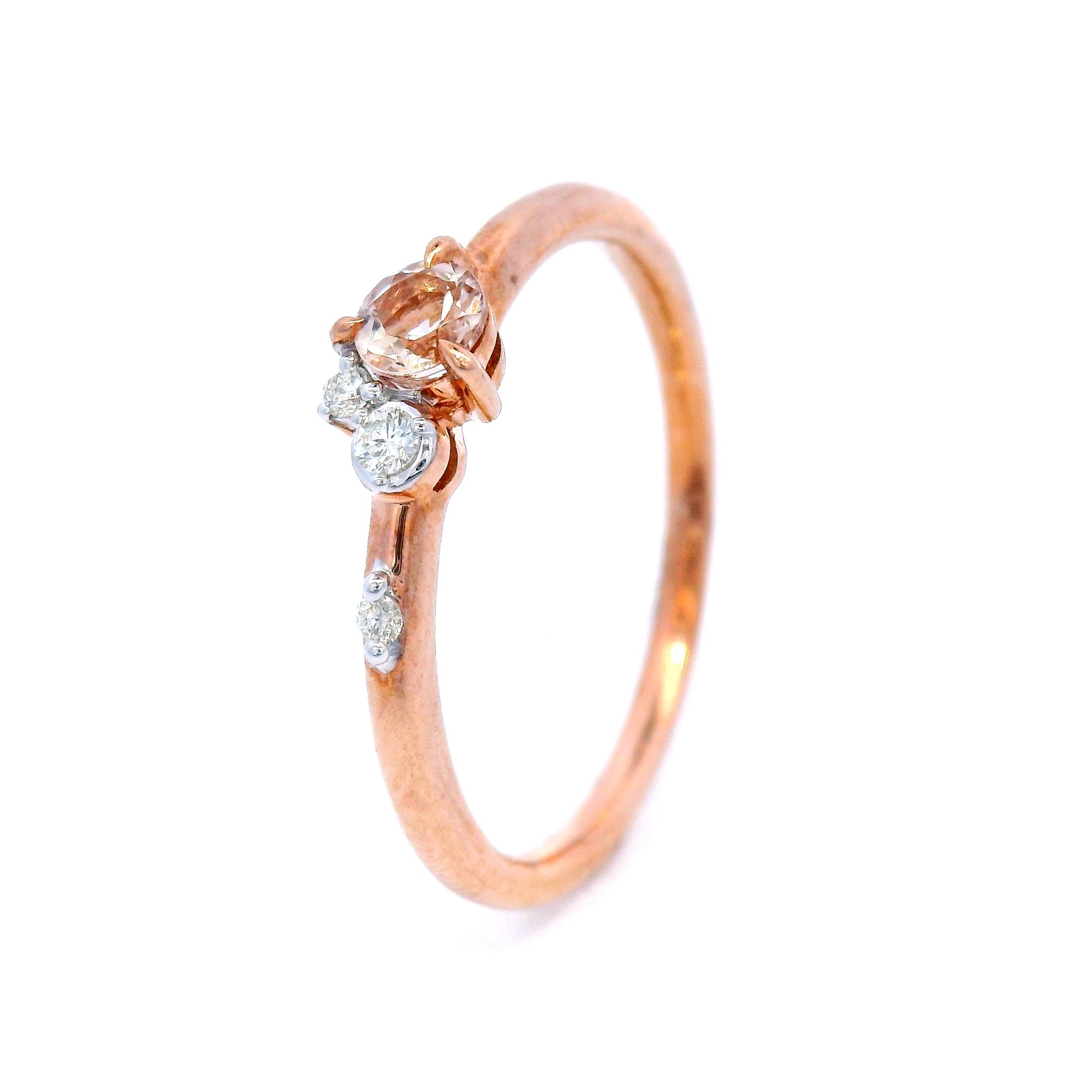 9 Carat Red Gold Morganite  Diamond Si3 Jkl Sz O