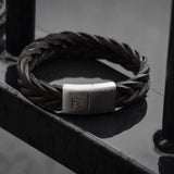 Preston - Brown -15mm Sawtooth Braided Leather Cuff Bracelet