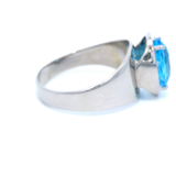 Large Blue Topaz Dress Ring in White Gold