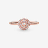 14k Rose gold-plated ring with clear cubic zirconia - 60