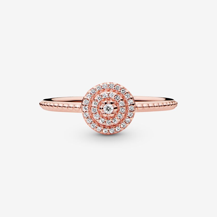 14k Rose gold-plated ring with clear cubic zirconia