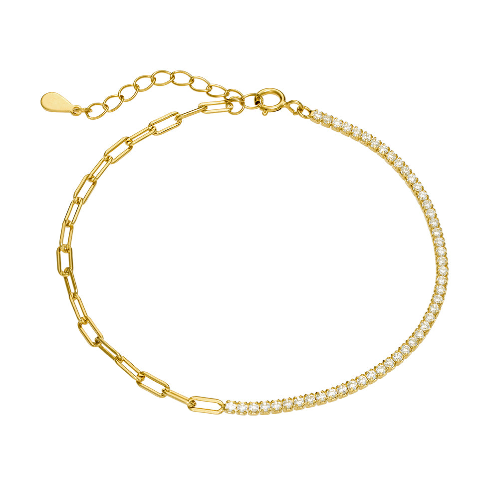 DPI Half/Half Paperclip Tennis Bracelet