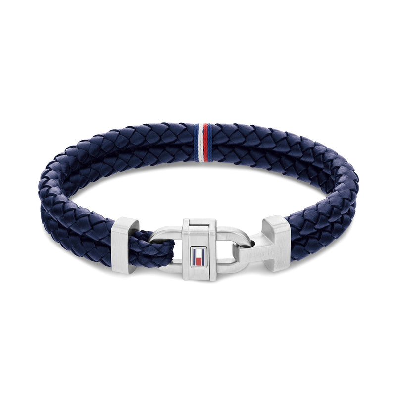 Tommy Hilfiger Jewellery Stainless Steel & Blue Leather & Multicolour Cord Men's Leather Bracelet