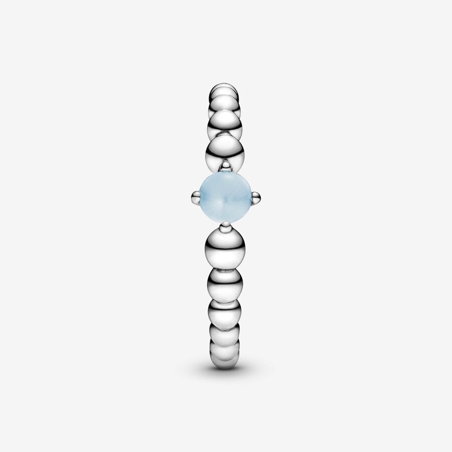 Pandora Sterling silver ring with treated sky blue topaz