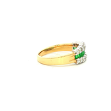 Emerald and Diamond Dress Ring in Two Tone Yellow and White Gold Setting
