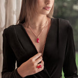 Bronzallure Incanto Scrabble Necklace with Natural Red Quartz Stone