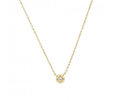 Gold Plated Necklace With Mini Circle Cubic Zirconia Star Pendant