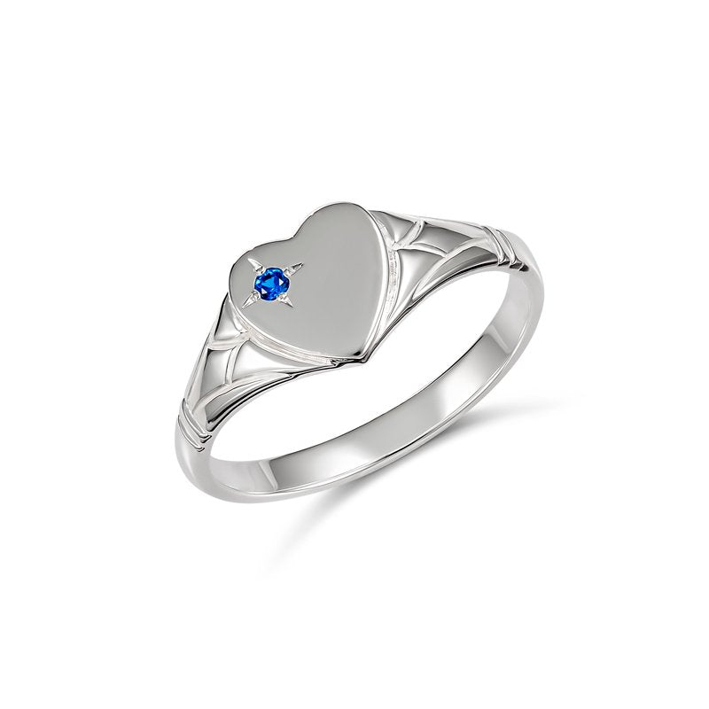 Emily Heart Blue Stone Signet Ring